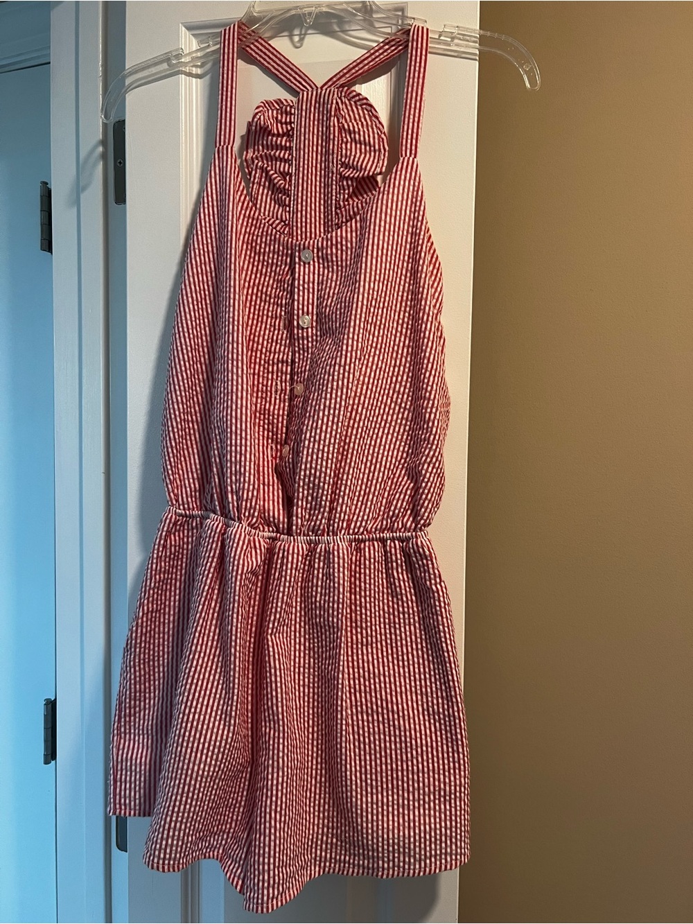 Peach Love California White Top with Red Stripe Detail